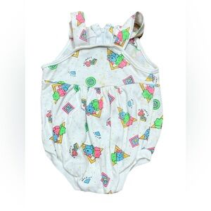 Vintage 80s Little Miracle One Piece Romper Baby Girls Size 6/9 Mo GUC